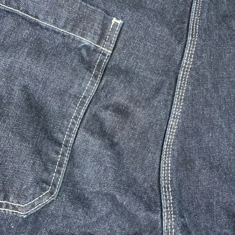Dickies Mens Size Small Dark Wash Denim Bib Overalls Contrast Stitch Workwear